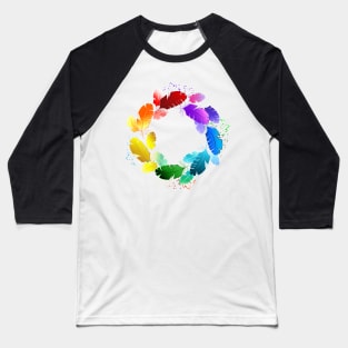 Multicolored Feathers Baseball T-Shirt